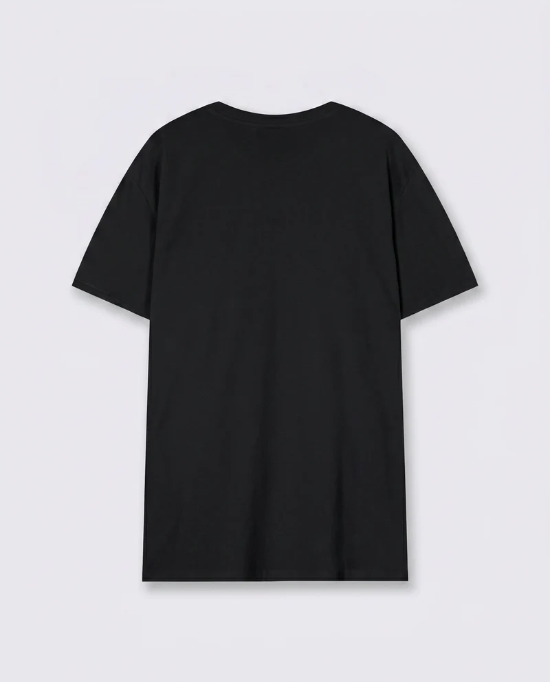 T-shirt basic girocollo con tasca - Nero