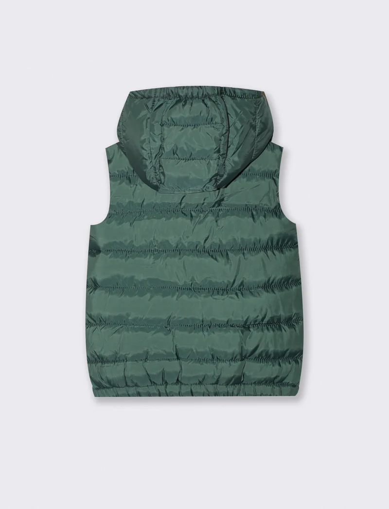 Gilet imbottito con cappuccio e tasche - Verde abete