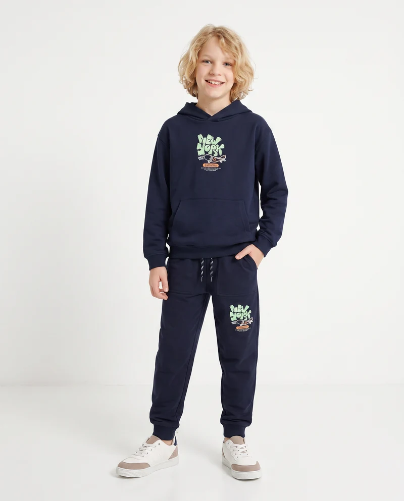 Felpa con cappuccio in cotone morbido - Blu