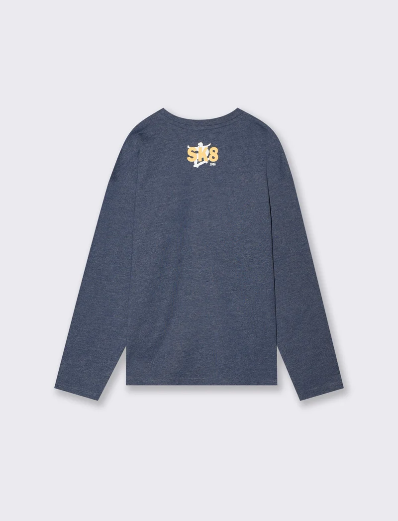 T-shirt fiammata con stampa colorata - Blu