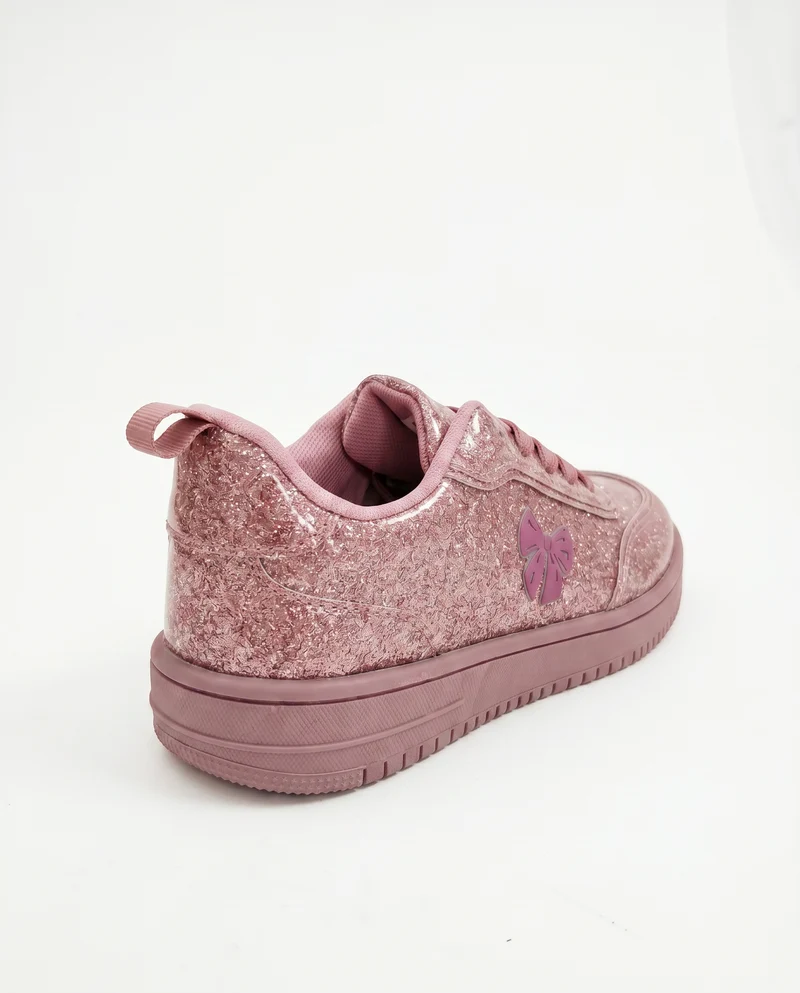 Sneakers rosa glitterate con fiocco - Rosa chiaro
