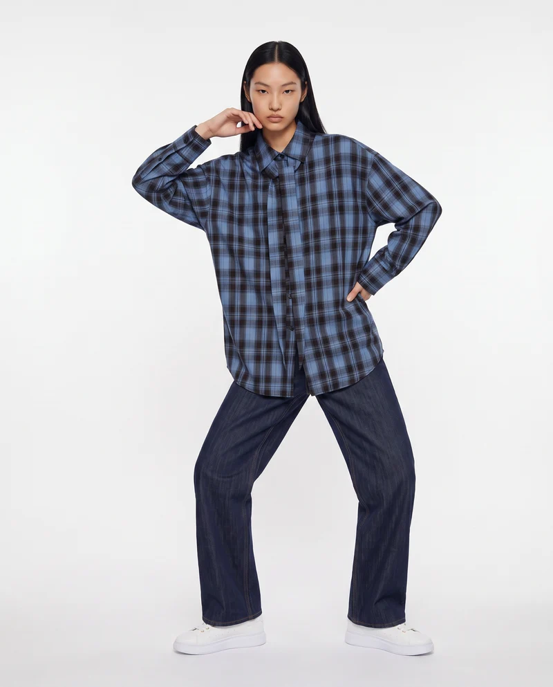 Camicia in cotone con fusciacca al collo - var 2