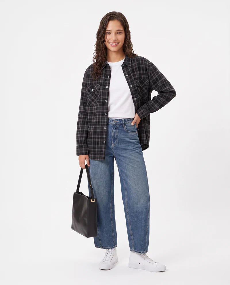 Camicia a quadri manica lunga con tasche - var 2