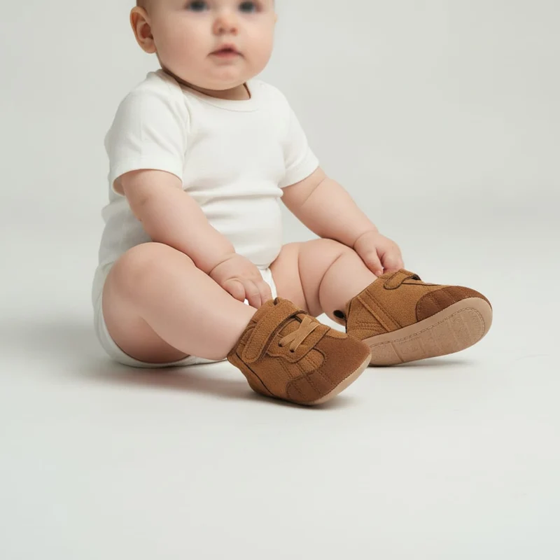 Scarpa monocolore neonato camel antiscivolo - Cammello