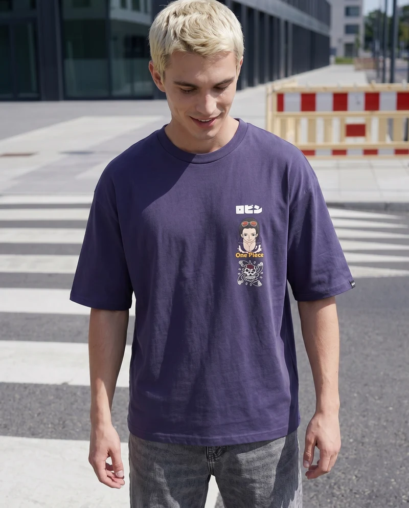T-shirt One Piece uomo girocollo boxy fit - Viola