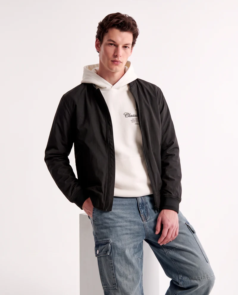 Giubbotto Basic Uomo in Tessuto Tecnico - Nero