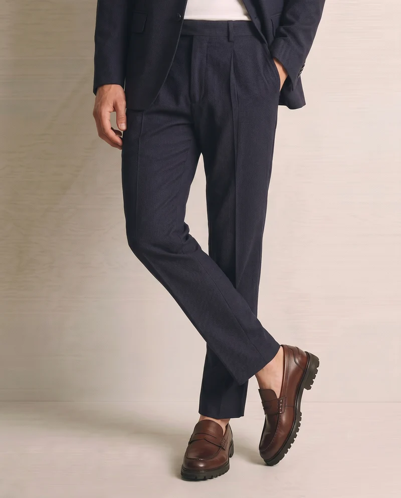 Pantaloni Formal Fit Effetto Occhio di Pernice - Blu