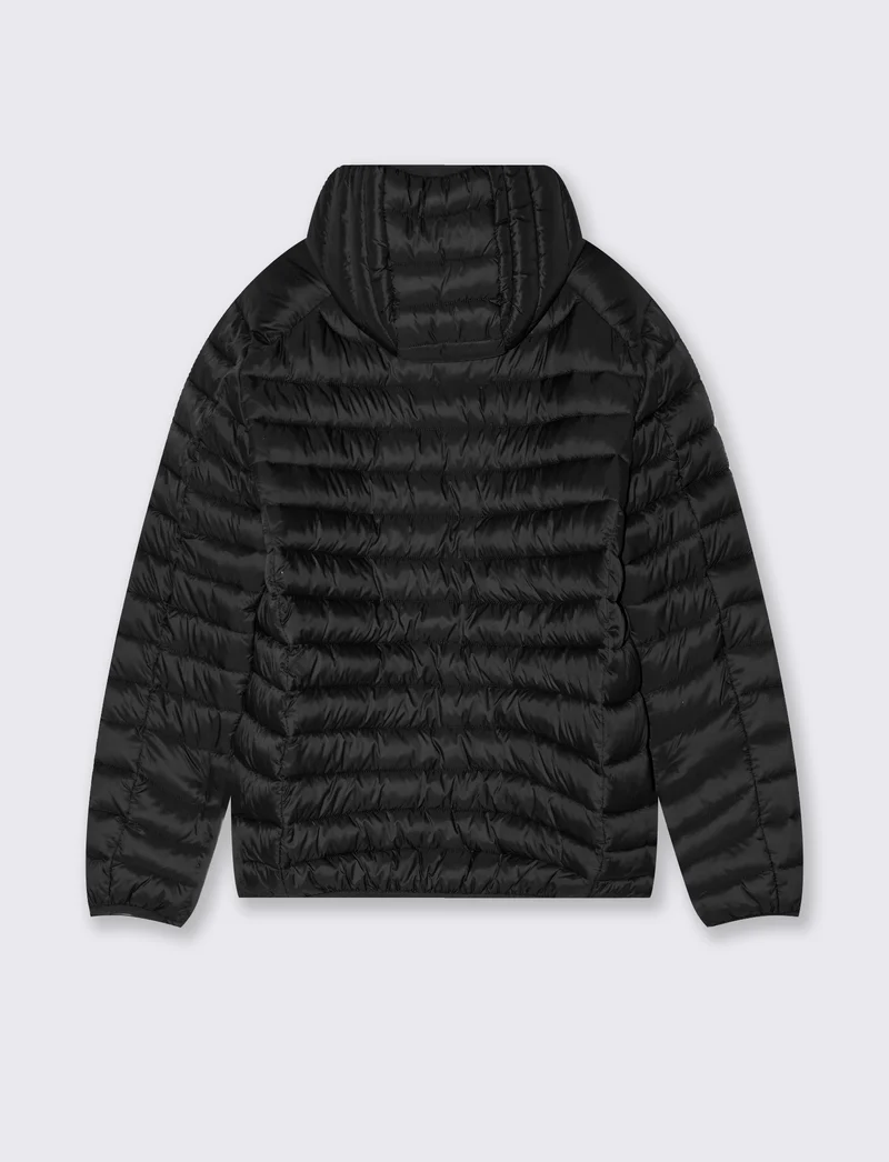 Giubbotto piumino con cappuccio e zip - Nero