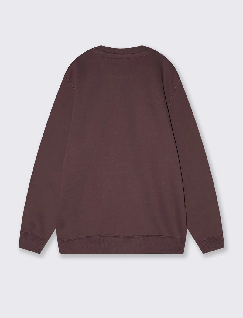 Felpa basic girocollo in misto cotone - Bordeaux