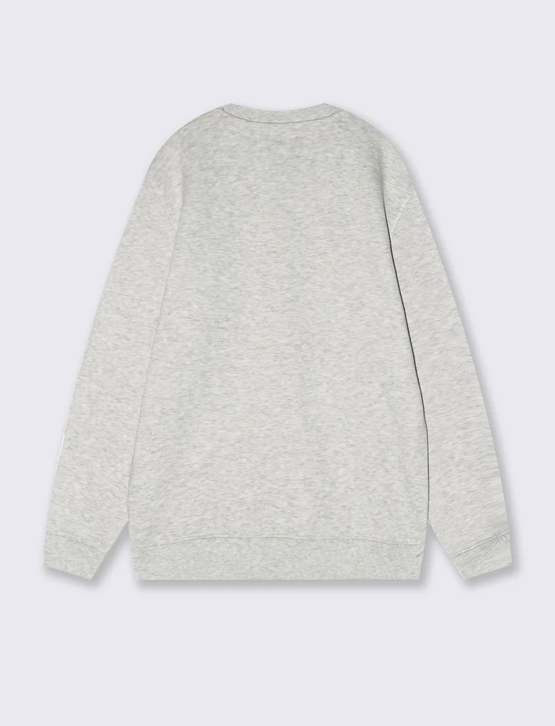 Felpa basic girocollo in misto cotone - Grigio mel.