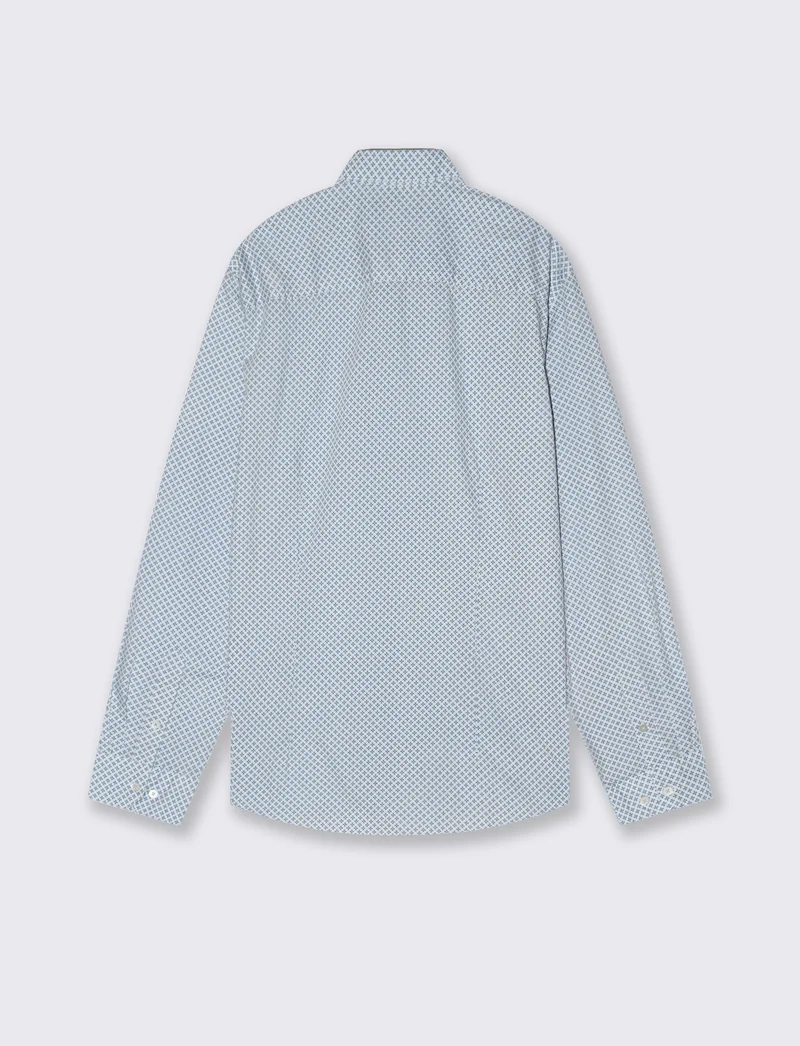 Camicia micro fantasia regular fit elegante - Azzurro