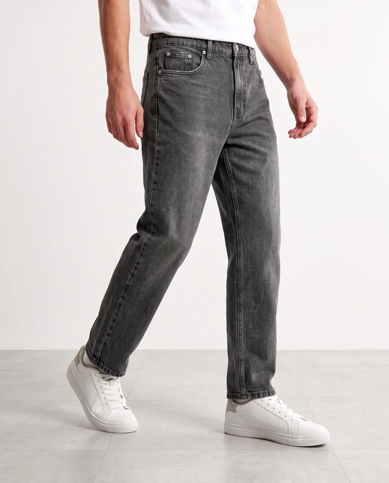 Jeans baggy fit grigio medio slavato - Grigio
