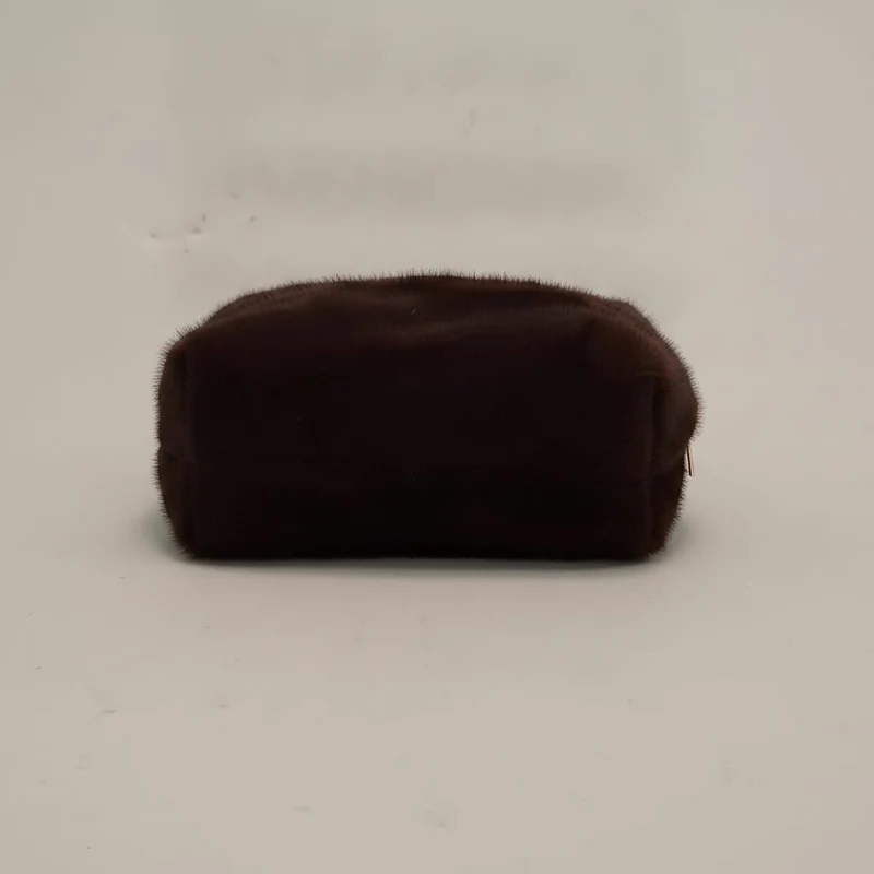 Necessaire in Finta Pelliccia Montone - Marrone