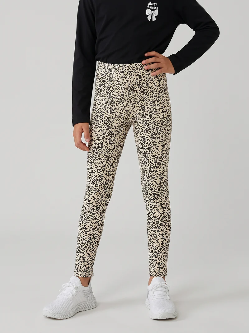Leggings elasticizzati in cotone per bambina - Fantasia