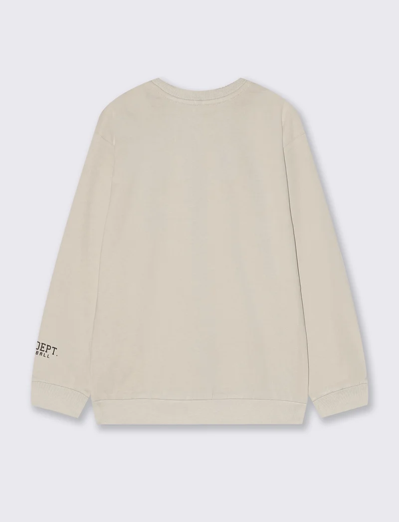 Felpa girocollo in cotone per il tempo libero - Beige