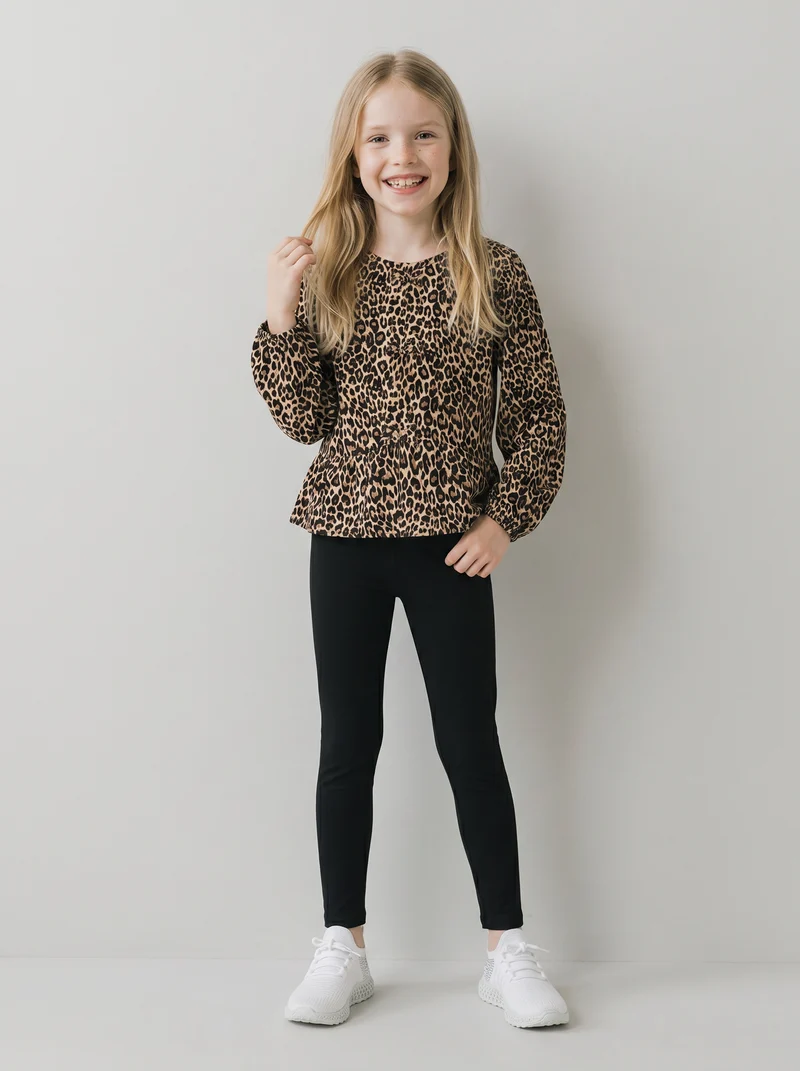 Blusa elegante da bambina con stampa e fiocchi - Leopardato