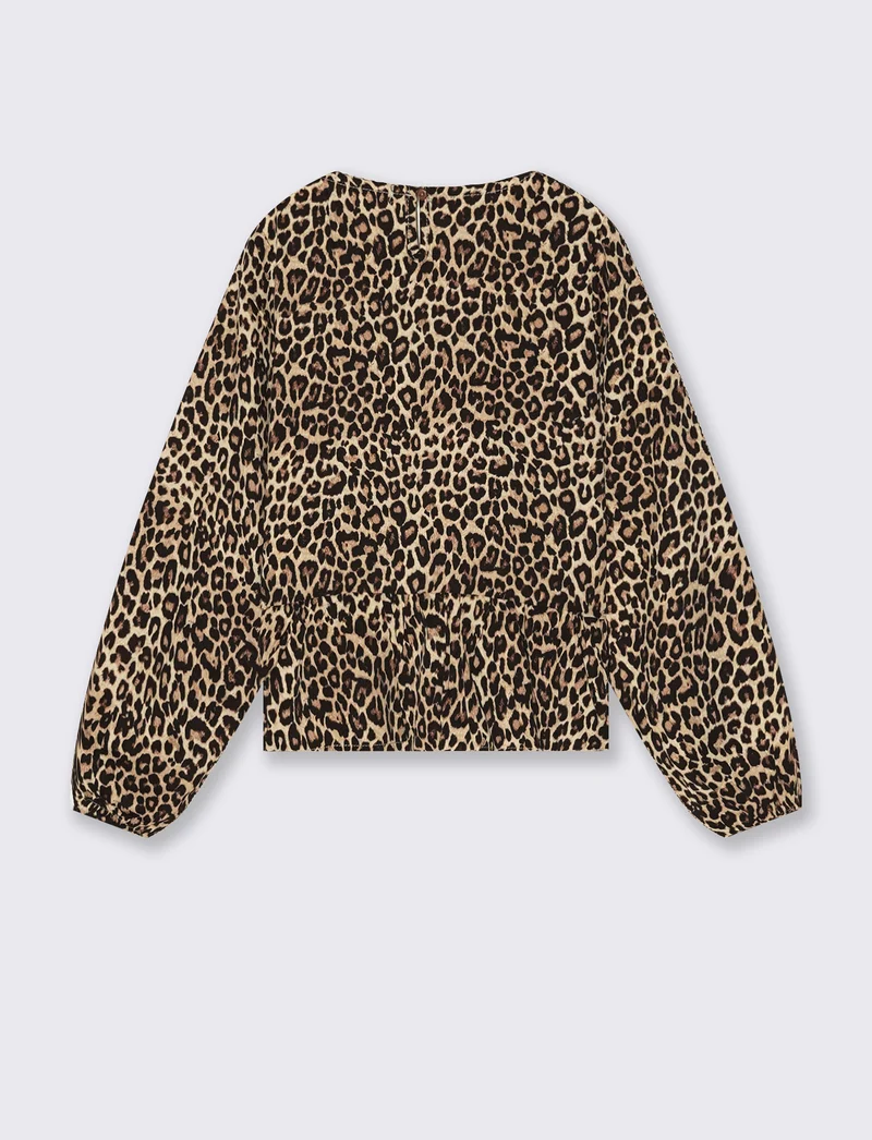Blusa elegante da bambina con stampa e fiocchi - Leopardato