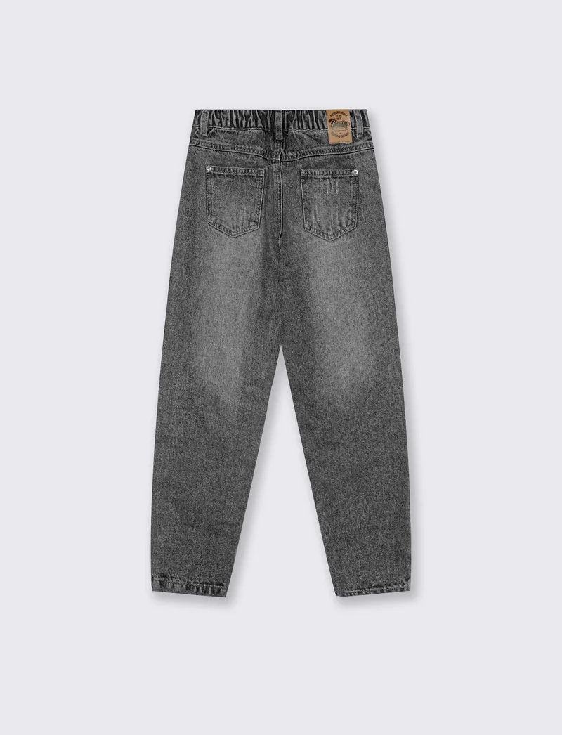Jeans mom fit 5 tasche in denim cotone - Grigio