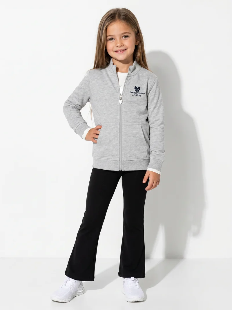 Felpa con zip e tascone vivace - Grigio chiaro mel.