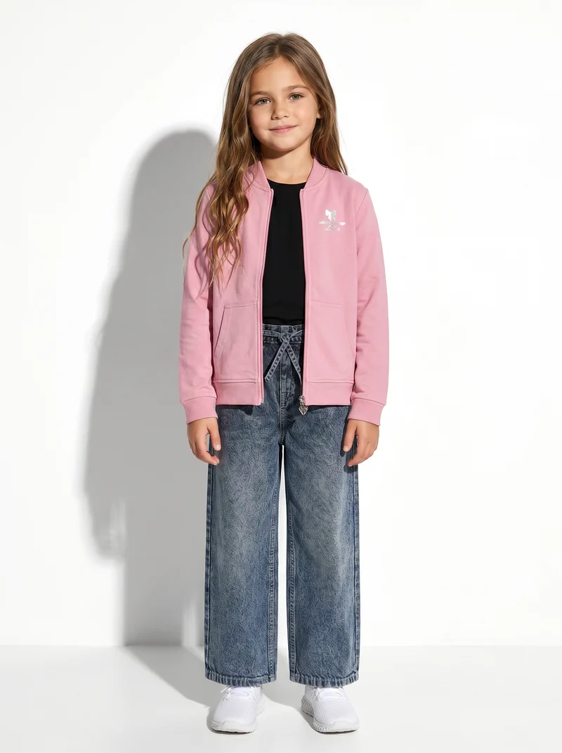 Felpa con zip e tascone vivace - Rosa candy