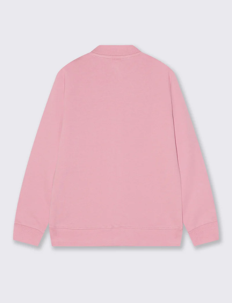 Felpa con zip e tascone vivace - Rosa candy