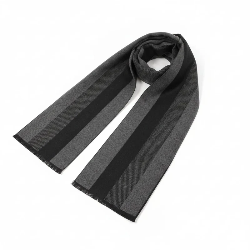 Sciarpa uomo righe verticali larghe - Nero