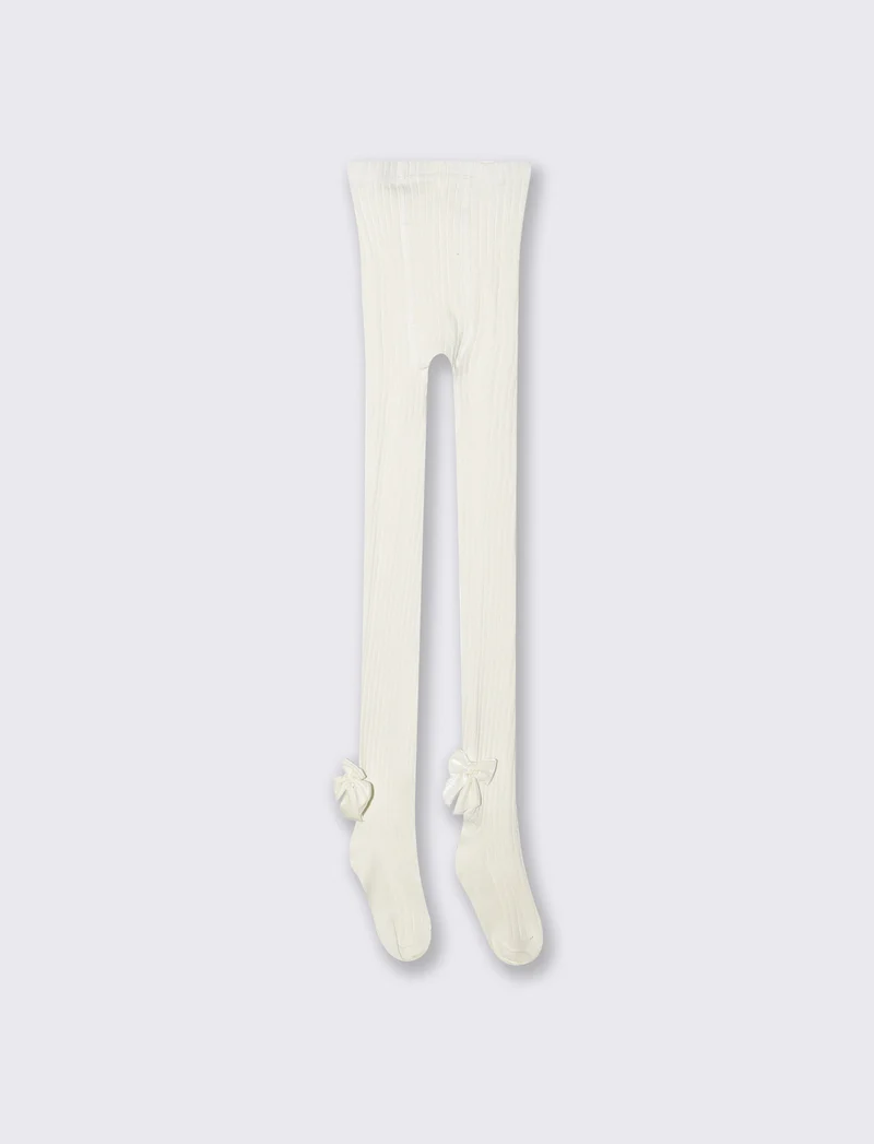 Calze elastiche con fiocco in velluto - Bianco latte