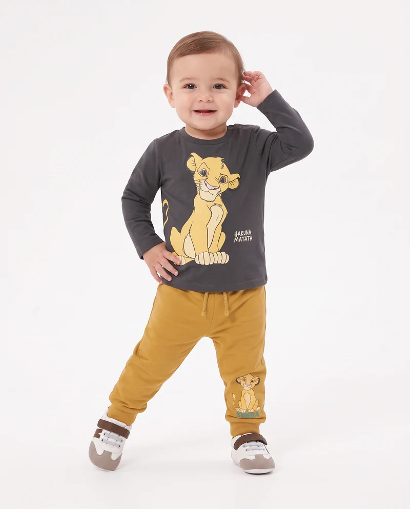 T-shirt Re Leone manica lunga girocollo - Grigio piombo
