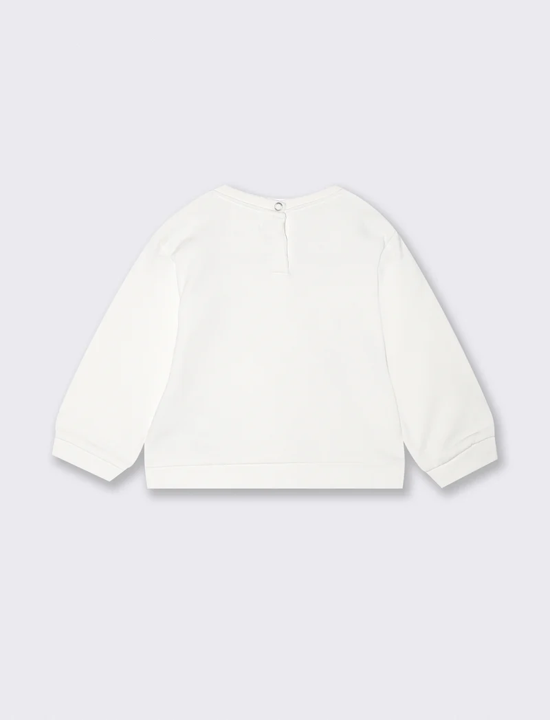 Felpa girocollo con fiocchi stampati - Bianco latte
