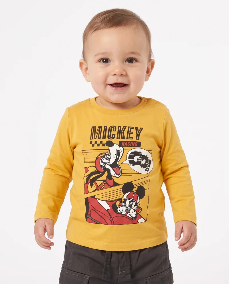 T-shirt Mickey Mouse manica lunga ocra - Ocra
