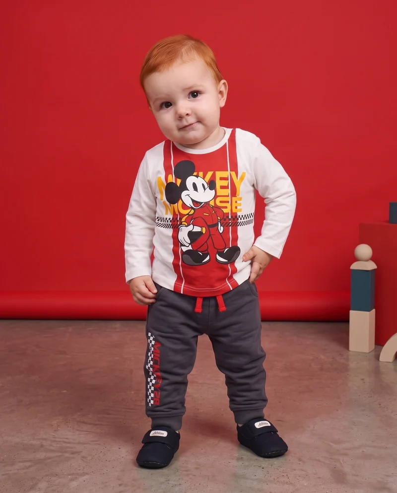 T shirt Mickey Formula 1 manica lunga - Bianco latte