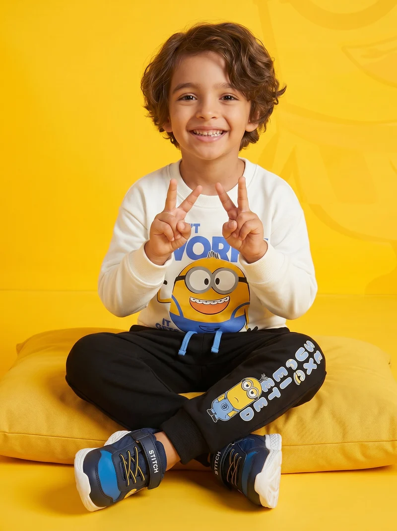 Felpa girocollo Minions con stampa - Bianco latte