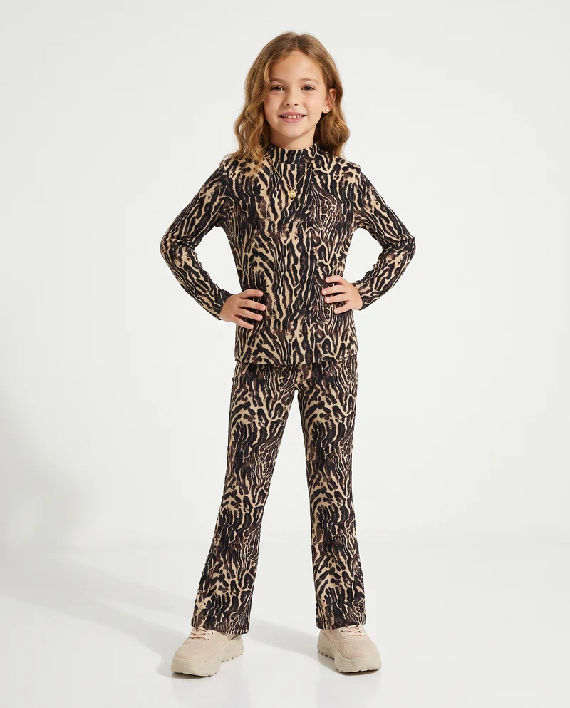 T-shirt Lupetto in ciniglia maculata e tigrata - Tigrato