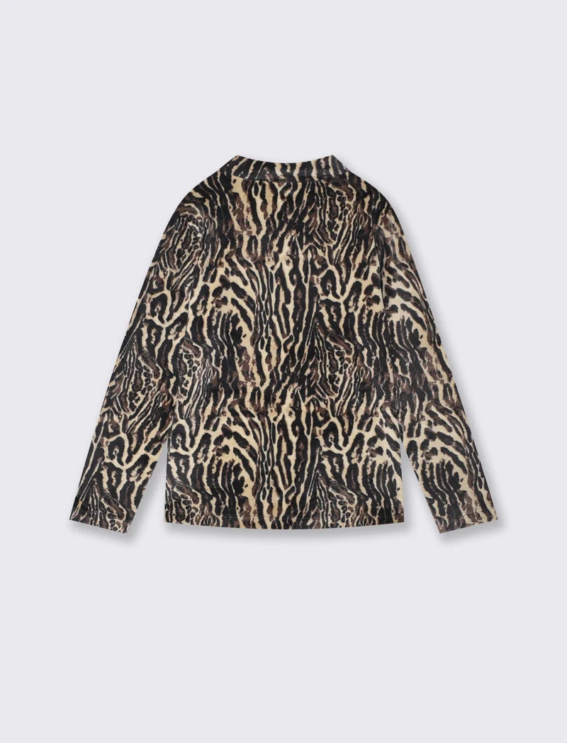 T-shirt Lupetto in ciniglia maculata e tigrata - Tigrato