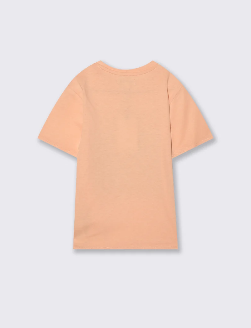 T-shirt estiva in cotone con stampa - Pesca