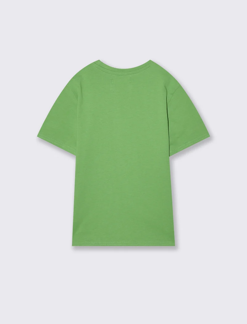 T-shirt estiva in cotone con stampa - Verde prato