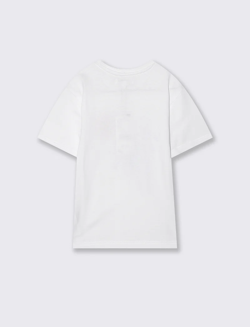T-shirt estiva in cotone con stampa - Bianco