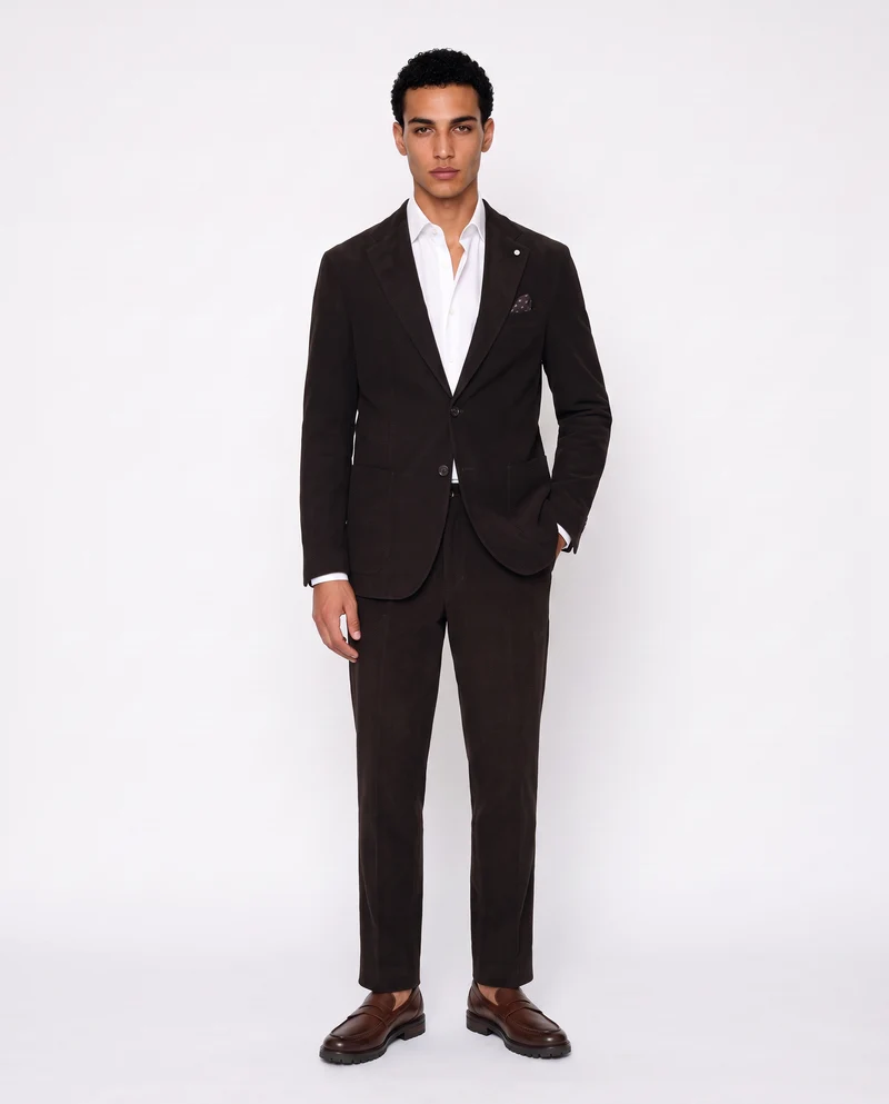 Blazer in velluto goffrato formal fit - Moro