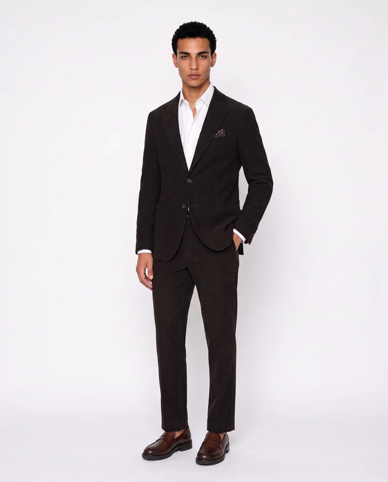 Blazer in velluto goffrato formal fit - Moro