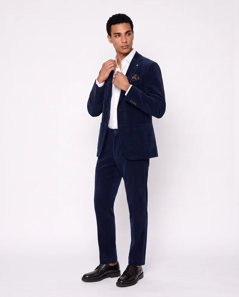 Blazer in velluto goffrato formal fit - Blu