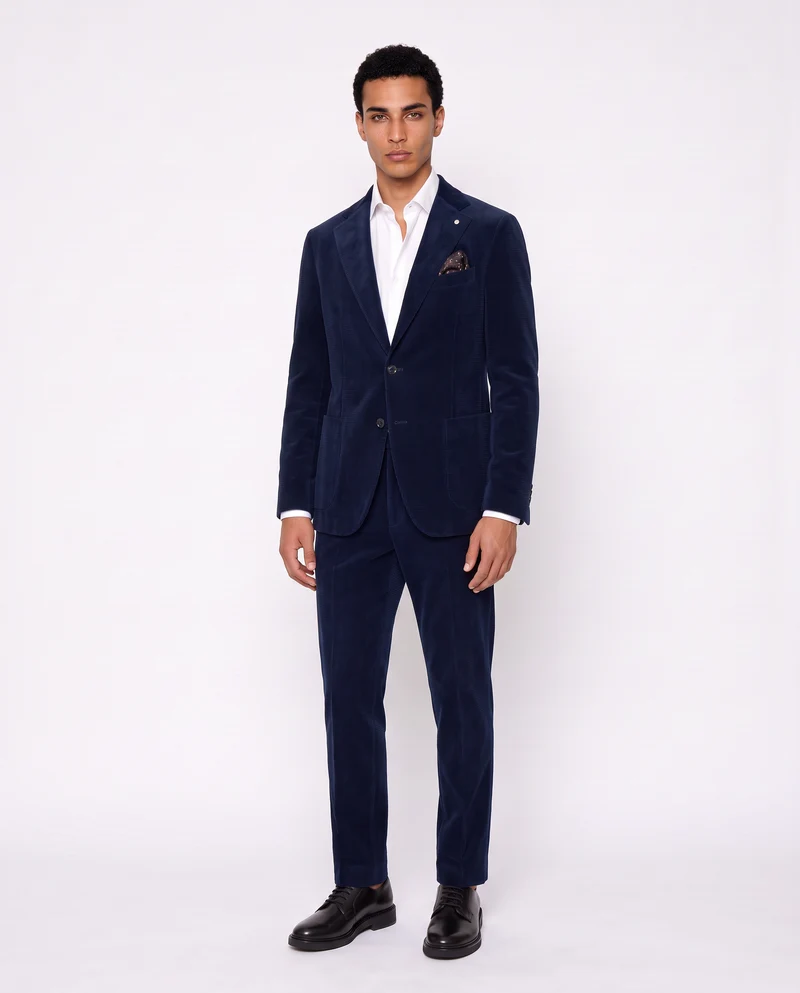 Blazer in velluto goffrato formal fit - Blu
