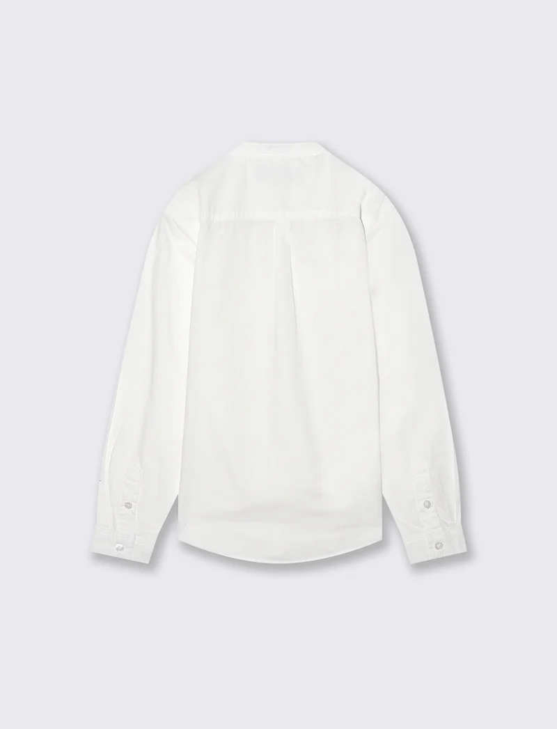 Camicia collo coreano maniche lunghe casual - Bianco latte
