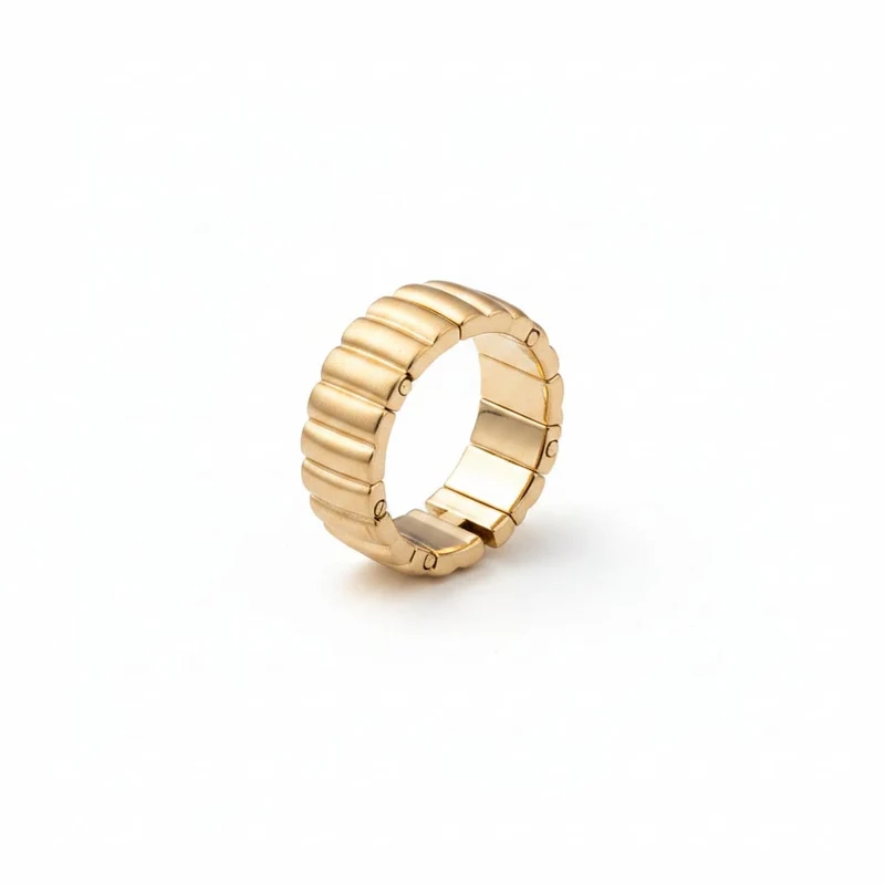 Anello a fascia elastico con finitura lucida e opaca - Oro