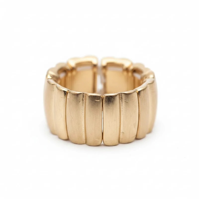 Anello a fascia elastico con finitura lucida e opaca - Oro