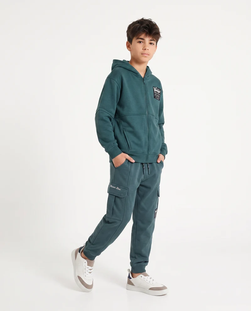 Felpa con cappuccio dallo stile college - Verde