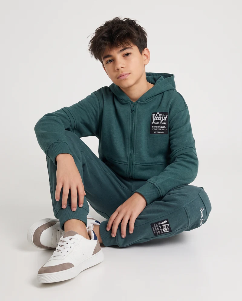Felpa con cappuccio dallo stile college - Verde