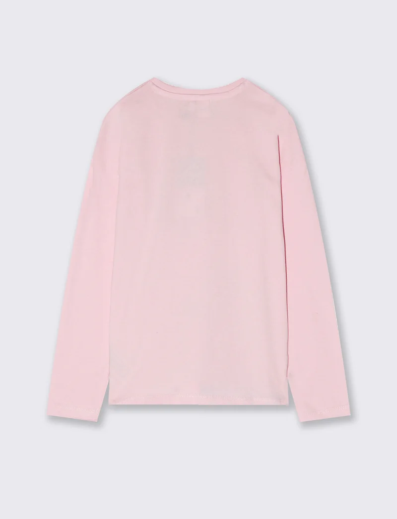 T-shirt manica lunga Stitch/Angel in cotone - Rosa
