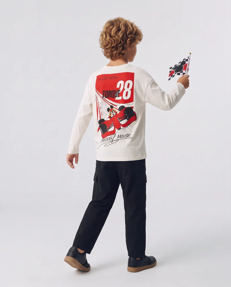 T-shirt maniche lunghe Mickey Mouse - Bianco latte