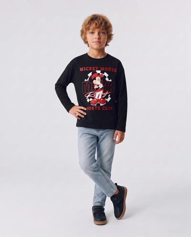 T-shirt maniche lunghe Mickey Mouse - Nero