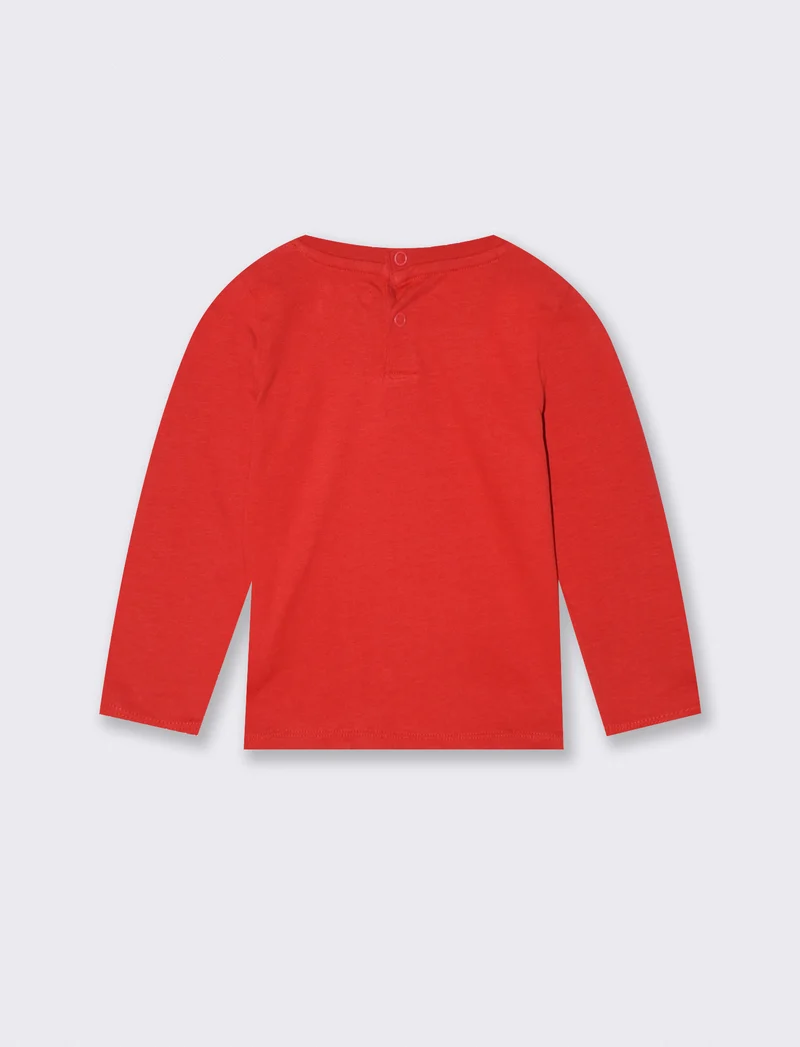 T-shirt natalizia manica lunga girocollo - Rosso